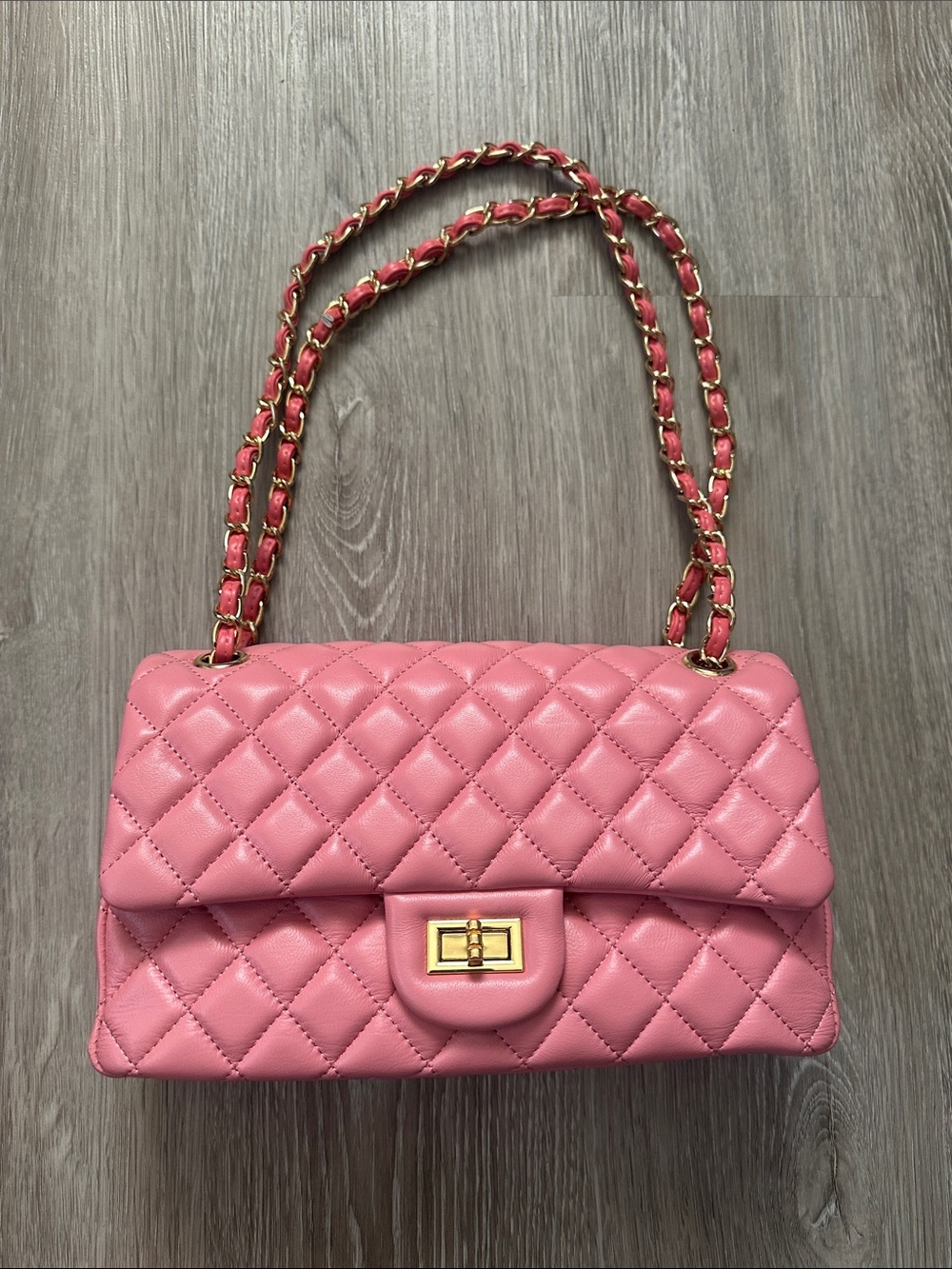 Bubblegum Pink Quilted Leather Bag
